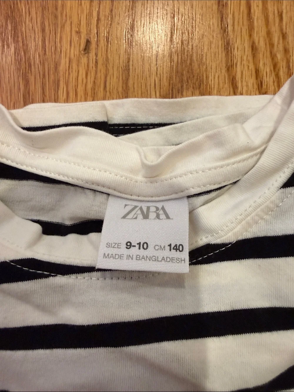 Girls Zara Black and White Striped Short Sleeve Tee